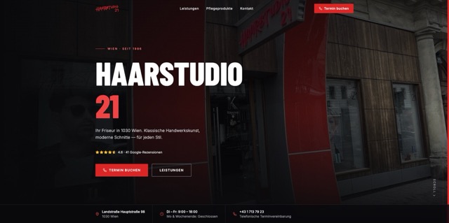 Website des Haarstudios 21