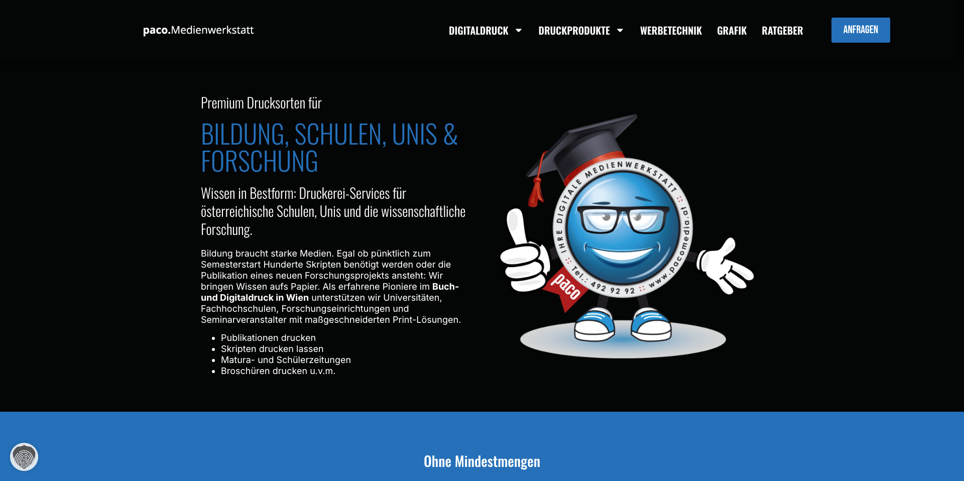 Website der PACO Medienwerkstatt